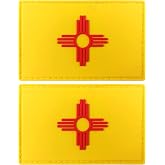 JBCD New Mexico Flag Patch Tactical PVC Rubber Hook and Loop Fastener Patch, 2 Pack