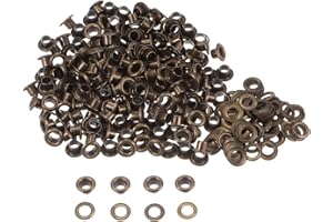 HARFINGTON 200set Grommets Kit Metal Eyelets 4.5mm 3/16" Hole Tiny Grommet for Shoes Clothes Belt Bag DIY Project, Bronze