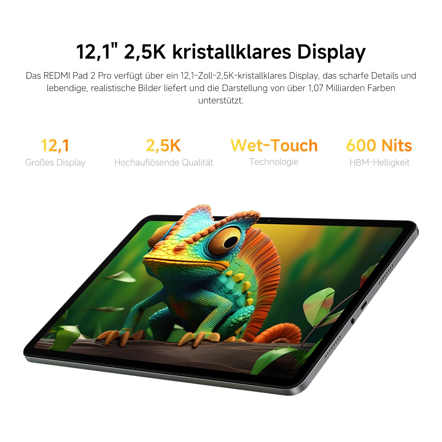 XIAOMI REDMI Pad 2 Pro, 8+256GB, 12,1" 2,5K 120Hz Display, Riesiger 12.000mAh (typ) Akku, 4nm Prozessor, Nahtlose Konnektivität, Silber 6