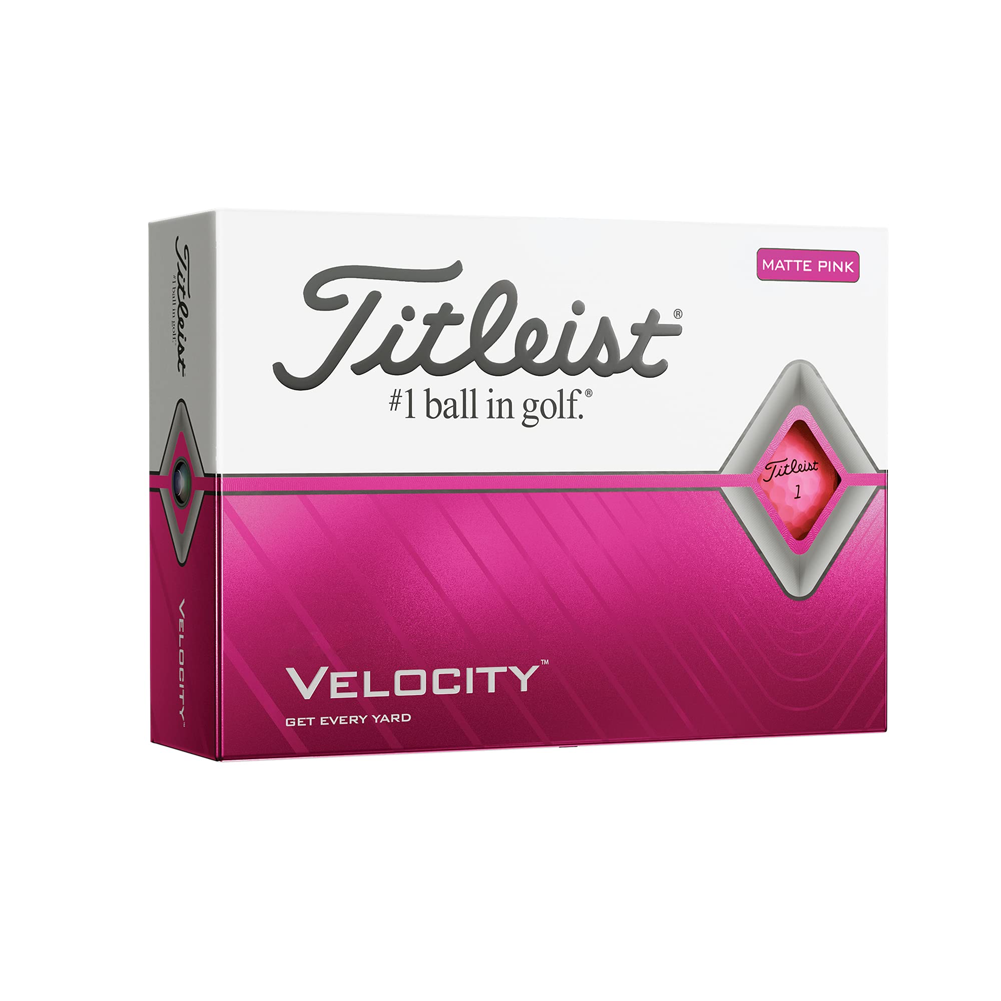Titleist Velocity Golf Ball, Matte Pink
