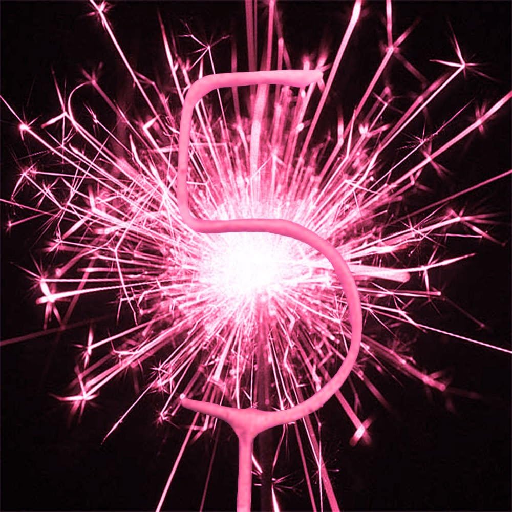Pink Number Sparkler - Number 5