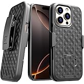 Designed for iPhone 16 ProMax Case with Belt Clip Holster - Kickstand Cover Phone Case - Black
