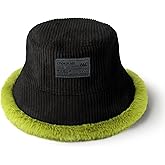 CHOK.LIDS Reversible Fur Bucket Hat Elegant Fuzzy Bucket Hat Corduroy Trendy Winter Hat Fluffy Warm Fashionable Fleece