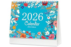 Small Desk Calendar 2026 - (Floral) 8.66" x 7.08" Standing Desk Calendar, 18 Months July 2025 to December 2026, Desktop Calen
