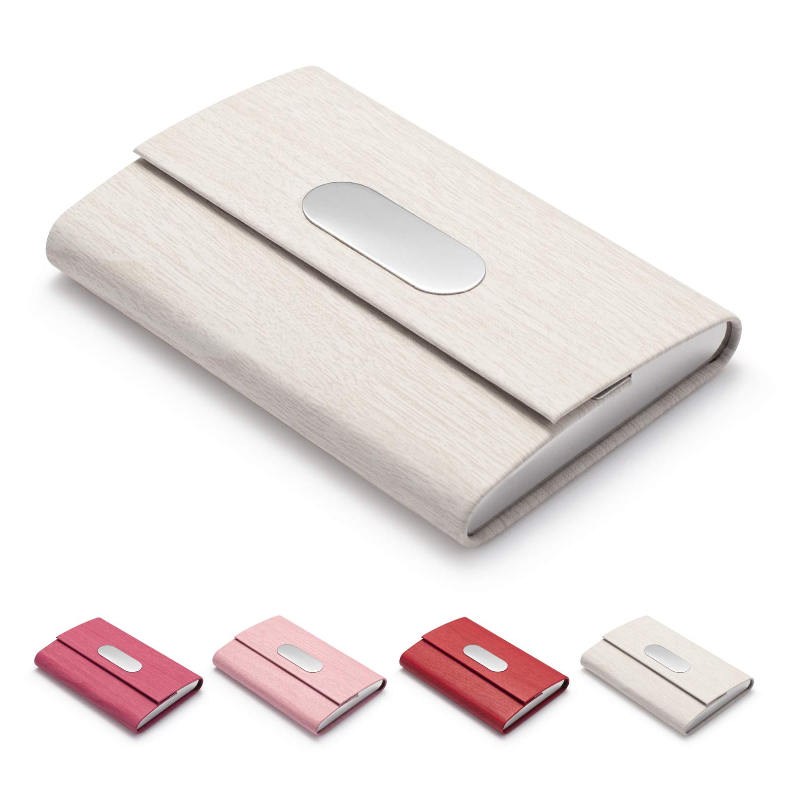 FACATH Business Card Holder, PU Leather Slim Business Card Case - Business Card Carrier ID Case/Wallet Pocket Business Name Card Holder for Women and Men