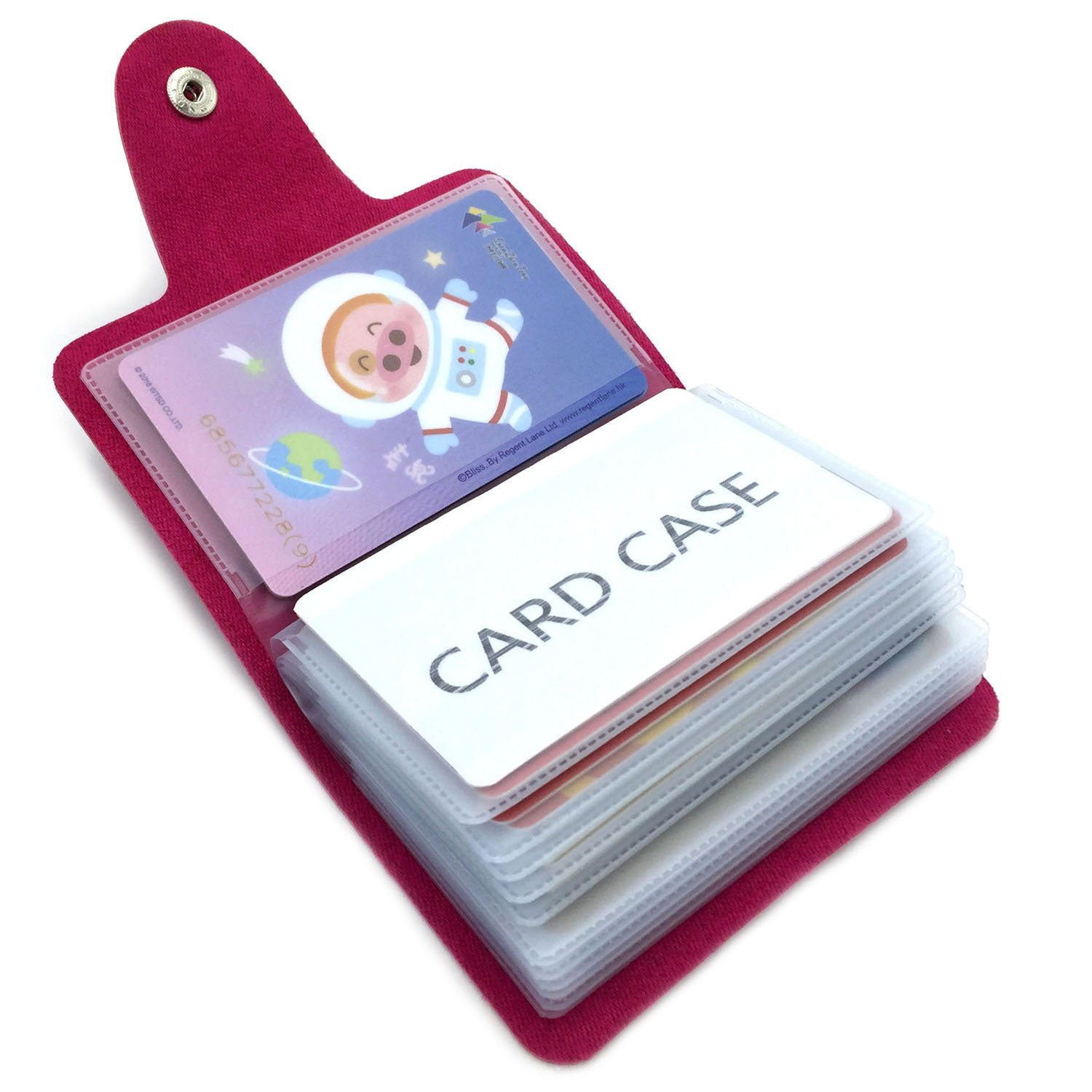 caacoo 9 Colours Credit Card Holder for Women Men Bank Card Holder Card Case - 24 Card Slots (Rose Red)(Size: One Size)