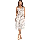 Dress The Population Womens Blair Plunging Fit and Flare Midi Dress