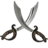 2pcs Pirate Plastic Sword - 11.02" x 18.9" / Count - Pirate Curved Sword Prop for Kids,Swashbuckling Adventure Toy,Pirate Costume Accessories Halloween Cosplay,Party Dress-Up for Kids Adult Brown