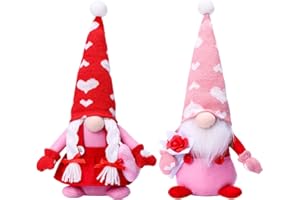 quescu 2Pcs Valentine Gnomes Plush,Valentines Day Gnomes Decor Ornaments,Sweet Valentines Day Gifts for Him Her,Tiered Tray Party Decor Home Table Decorations (2pcs)