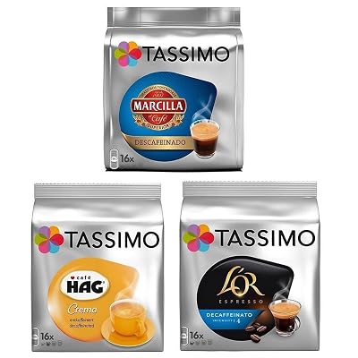 Buy Tassimo 3 Decaf Variety Bundle - 1 x Marcilla Espresso Decaf, Cafe Hag  Crema Decaf, LOR Decaf Espresso (All Decaffeinated - Total 48  Servings/Discs) Online in Qatar. B00OBSTSHS