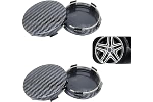 Zeathery 4 PCS Wheel Center Caps, Carbon Fiber Decorative Anti-Rust and Dust Protection Cover, Steel Ring Design Snap-in Inst