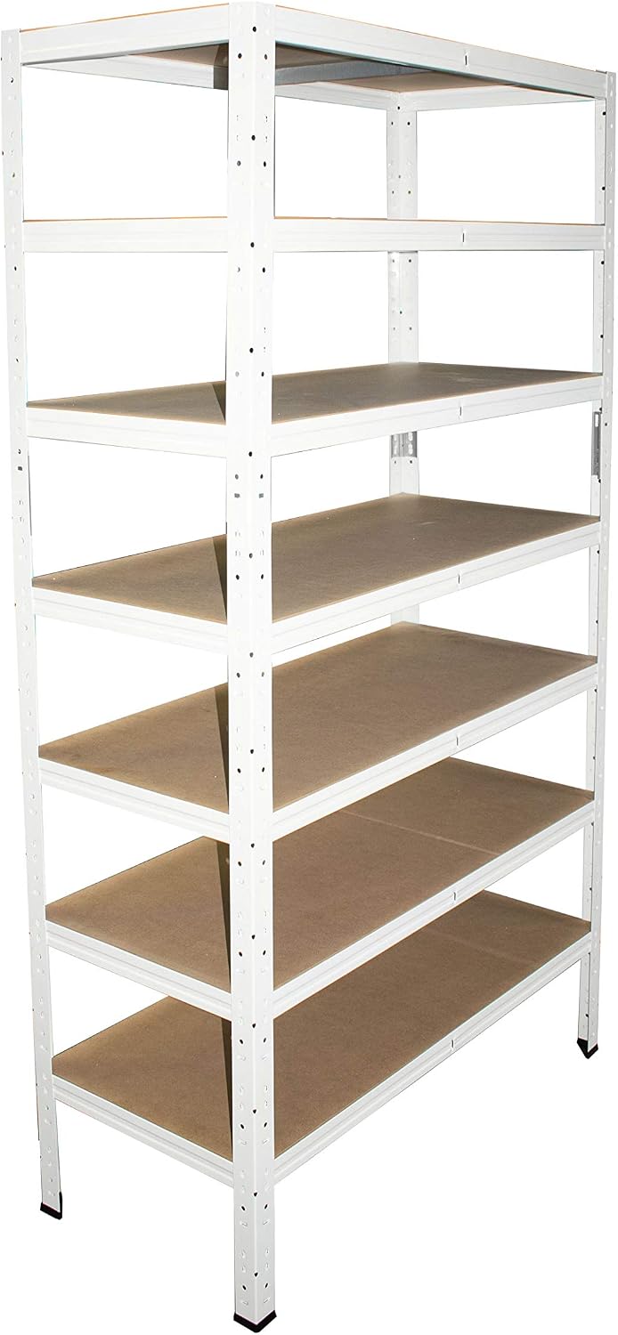 Étagère Métallique Galvanisée 230x80x50 Cm - 6 Niveaux, Capacité 145 Kg Par Plateau, Montage Sans Vis - 6