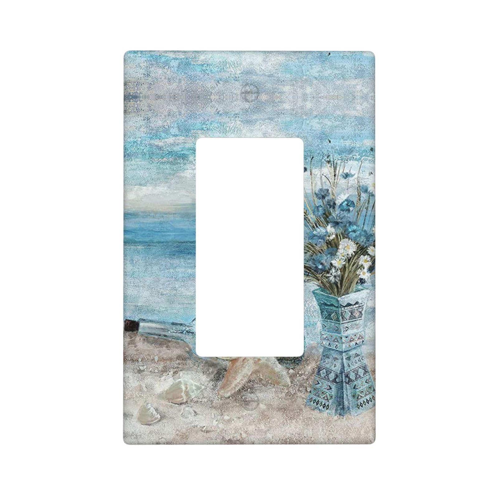 Daisy Flower Blue Beach Single Rocker Light Switch