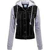Design by Olivia Women's Classic Casual Hooded Denim Jacket