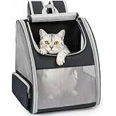 Conlun Cat Backpack Carrier for Small Dogs and Cats Fit Up to 15 Lbs,Small Dog Backpack, Foldable with 3-Side Mesh Windows, Pet Carrier for Travel &amp; Hiking Friendly，Gray