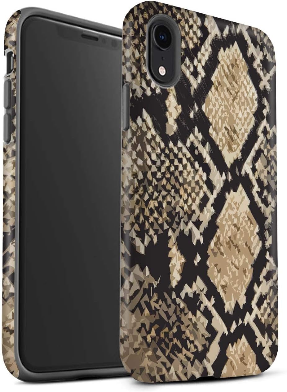 Matte Phone Case for Apple iPhone XR Fashion Animal Print Pattern Snake Skin Effect Design Matt Tough Shock Proof Bumper Cover