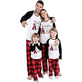 ANGELGGH Matching Christmas Pajamas for Family, Cute Vacation PJs Sets for Couples/Women/Men, Xmas 2 Piece Jammies Sleepwear