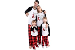 ANGELGGH Matching Christmas Pajamas for Family, Cute Vacation PJs Sets for Couples/Women/Men, Xmas 2 Piece Jammies Sleepwear
