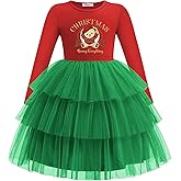 Arshiner Toddler Tutu Dress Girls Long Sleeve Fall Winter Tiered Formal Party Tulle Dresses for Kids 2-6Y