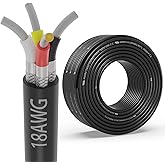 18 Gauge 4 Conductor Shielded Wire 25FT, UL2464 18 AWG 4 Shielded Cable | Tinned Copper Stranded 18/4 CNC Wires for CNC VFD Spindle, Stepper Motor, 3D Printer, Sound, Speaker, Signal Transmission