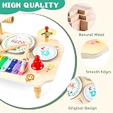 XIAPIA Kids Drum Kit 11 in 1 Wooden Musical Instrument Set Toddler Toys view 6