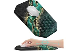 Anyshock Ergonomic Mouse Pad with Wrist Rest, Gaming Mouse Pad Wrist Support, Memory Foam Mousepad with Massage, Carpal Tunnel Computer Mouse Pads for Desk Desktop Home Office, Green Gold Marble