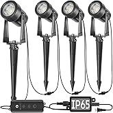 SUNTHIN Outdoor Landscape Lighting with Dusk to Dawn Sensor Controller, 4 Pack