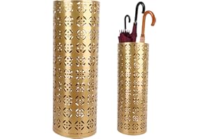 Fabater Umbrella Stand, Metal Umbrella Holder, Indoor Umbrella Rack Organizer with Hollow Design, Umbrella Storage for Entryway, Office, Home (Gold)