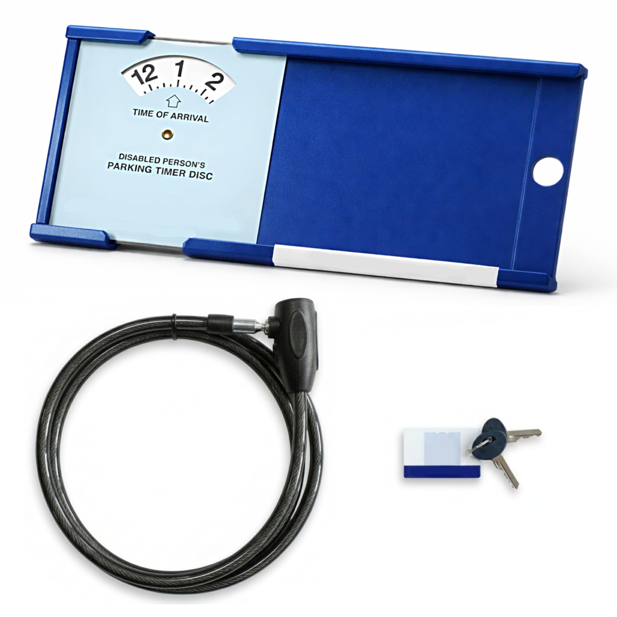 Anti Theft Blue Badge Disabled Holder Lock Security Protector Device for Car with Timer Clock - Suitable for Disability Parking Permit Secure Wallet Guard - Attach via Steering Wheel