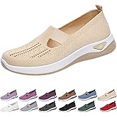 Wang Damai Women's Orthopedic Walking Shoes,Woven Breathable Orthowalkway Womens Sneakers,Lightweight Non-Slip Arch Support Slip on Shoes