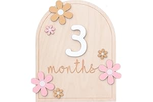 MEMOLEBIA Baby Monthly Milestone Sign,1-12 Monthly Milestone Signs, Baby Girl Nursery Decoration, Newborn Photography Props Double-Sided (M01)
