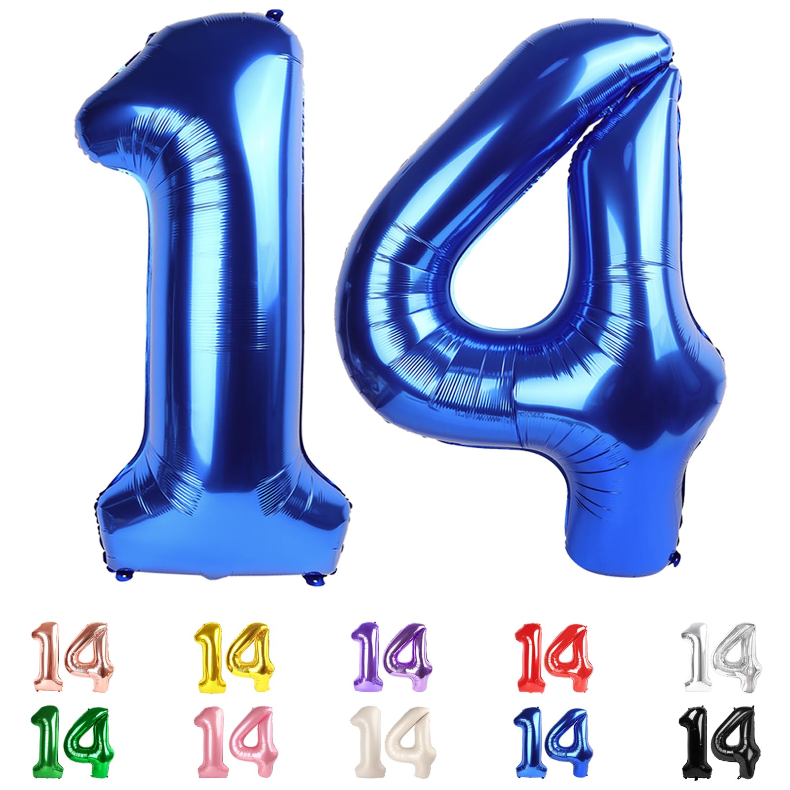 Photo 1 of 14 Balloon Numbers, Happy 14th Birthday Decorations for Girls Boys, 40 In 41st Dark Blue Balloons for Engagement, Wedding, Celebration Party, Graduations, Photo Shoot