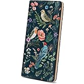 Immaturus Womens Wallet, Bird Flower Slim Thin RFID Blocking Credit Card Wallets, Mushroom Long Bifold PU Leather Card Holder Organizer, Cash Clutch Billfold with Zipper Coin Pocket Ladies Girls Gift