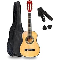 StarQuest SQ-CG30-NAT 30"Classical Acoustic Guitar for Beginners – Nylon String 1/2 Size with Natural Finish, Lightweight Tra