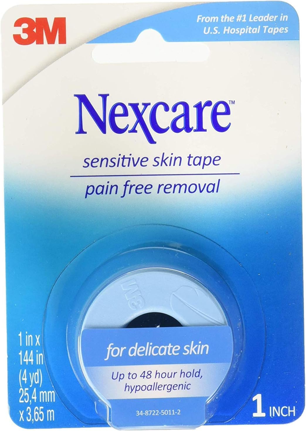 Nexcare Sensitive Skin Tape, 1 in x 4 yds (Pack of 2