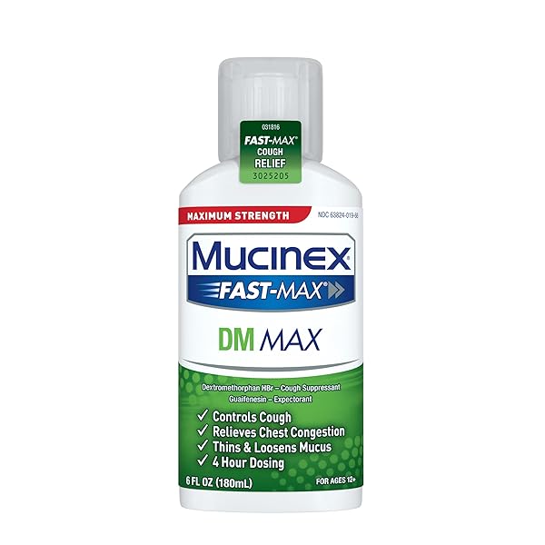 MUCINEX DM MAX LIQUID COUGH & COLD MEDICINE FOR ADULTS, COLD AND FLU MEDICINE FOR EXCESS MUCUS RELIEF, GUAIFENESIN & DEXTROMETHORPHAN EXPECTORANT & DECONGESTANT FOR ADULTS, DR RECOMMENDED, 6.0 FL OZ