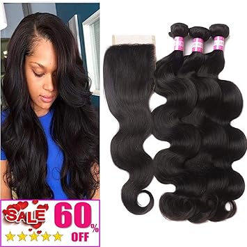 Amazon Com Resaca Peruvian Hair Body Wave Bundles With Closure