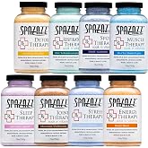 Spazazz RX Therapy Hot Tub Spa and Bath Aromatherapy Salt Crystals - 8 Pack Sample Bundle Includes Muscle - Joint - Detox - Stress - Respiratory - Sport -Sleep - Energy