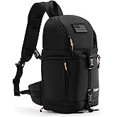 Vogano Camera Sling Bag for Photographers - Waterproof Single-Shoulder Camera Case with Adjustable Dividers, Rain Cover & Side Tripod Pocket
