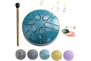 BINRAY Yard Rythm Rain Drum,Chakra Drum for Rain Outdoor,Steel Tongue Worry Free Drum Drum 3 Inches 10 Notes,Steel Tongue Drum Rain Chime,Mini Handpan Drum Instrument,Notes Steel Drum