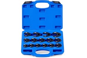 Orion Motor Tech Crowfoot Wrench Set for 8 to 24 mm Flare Nuts, Crowfoot Flare Nut Tool Kit, 15 Piece Large & Small Metric Wr