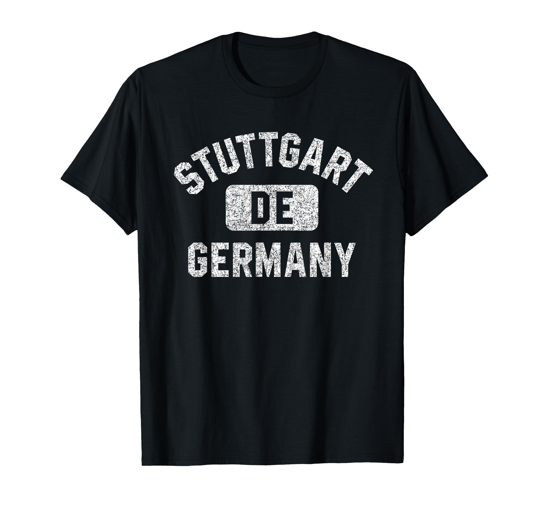 Stuttgart Germany Gym Style Distressed White Print T-Shirt