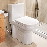 HOROW HWMT-8733 Small Compact One Piece Toilet For Bathroom, Powerful & Quiet Dual Flush Modern Toilet, 12'' Rough-In Toilet 