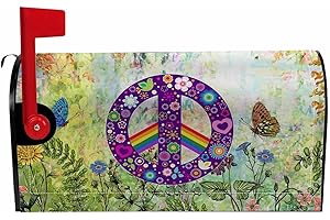 Numland Magnetic Mailbox Covers Polyester Oxford Cloth Anti-UV and Reusable Letterbox Cover 21×18 Inch,Colorful Peace Flower Symbol Summer