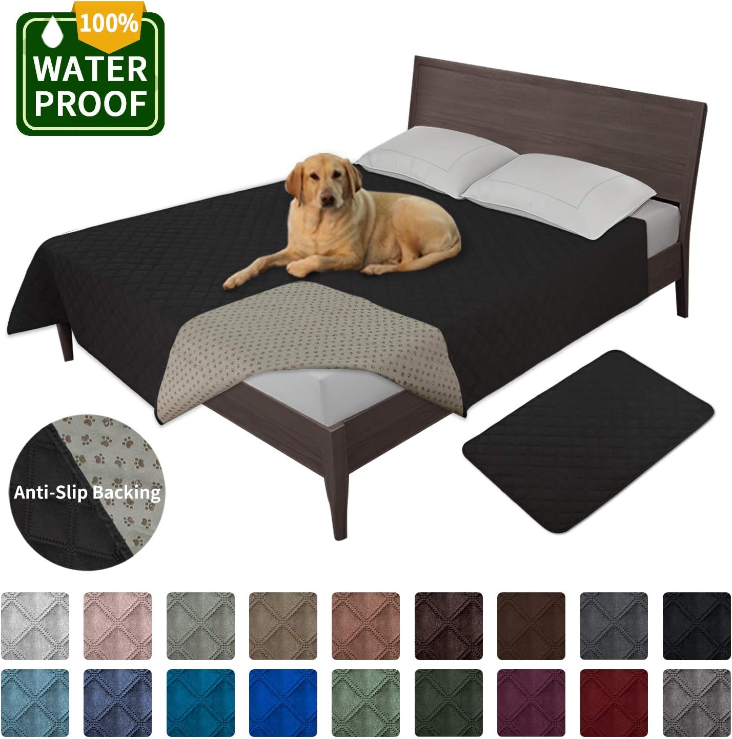 Easy-Going 100% Waterproof Dog Bed Cover Washable Couch Cover Non-Slip Sofa Cover Furniture Protector Cover Reusable Incontinence Bed Underpads for Pets Kids Children Dog Cat(68x82 in,Gray): Home & Kitchen