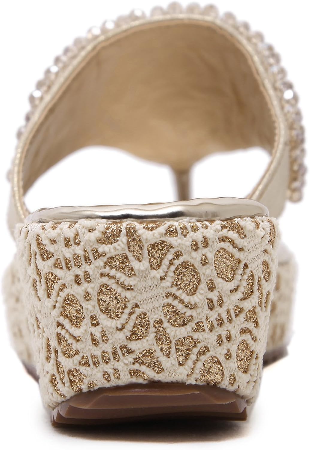 gold thong wedge sandals