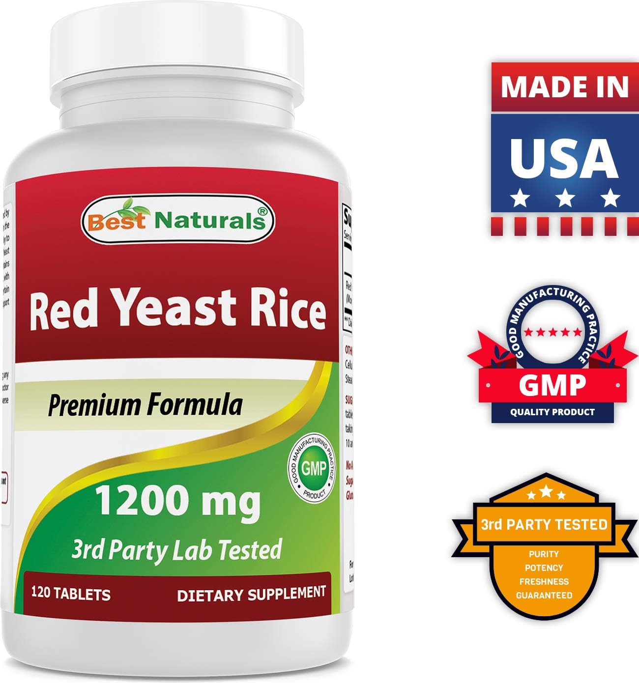 Best Naturals Red Yeast Rice Cholesterol Support 1200 mg (Non-GMO) 120 Tablets: Health & Personal Care
