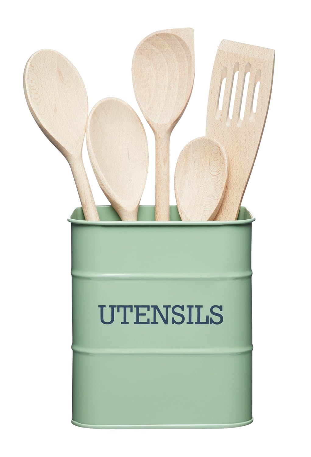 Kitchen Craft Living Nostalgia Vintage Style Airtight Utensil Tin English Sage Green - 15cm x 16cm 6" x 6.5"
