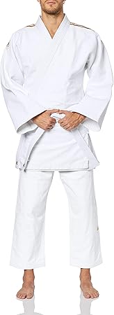 Kimono Judô Adidas Quest J690 Branco com Faixas Bordadas em Dourado