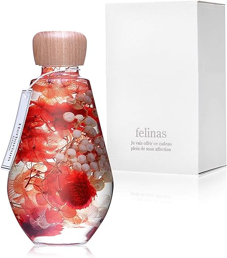 Amazon フェリナス 21 母の日 フラワー ギフト 誕生日 結婚 贈り物 お礼 お祝い お返し 内祝い 花 プレゼント 女性 プリザーブドフラワー ハーバリウム しずく型 レッド Red Wood 卓上用品 オンライン通販